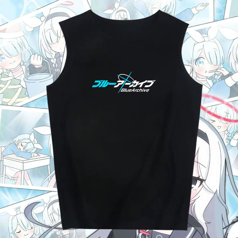 游戏碧蓝档案LOGO联名无袖T恤男女学生夏季二次元纯棉cos痛衣服潮