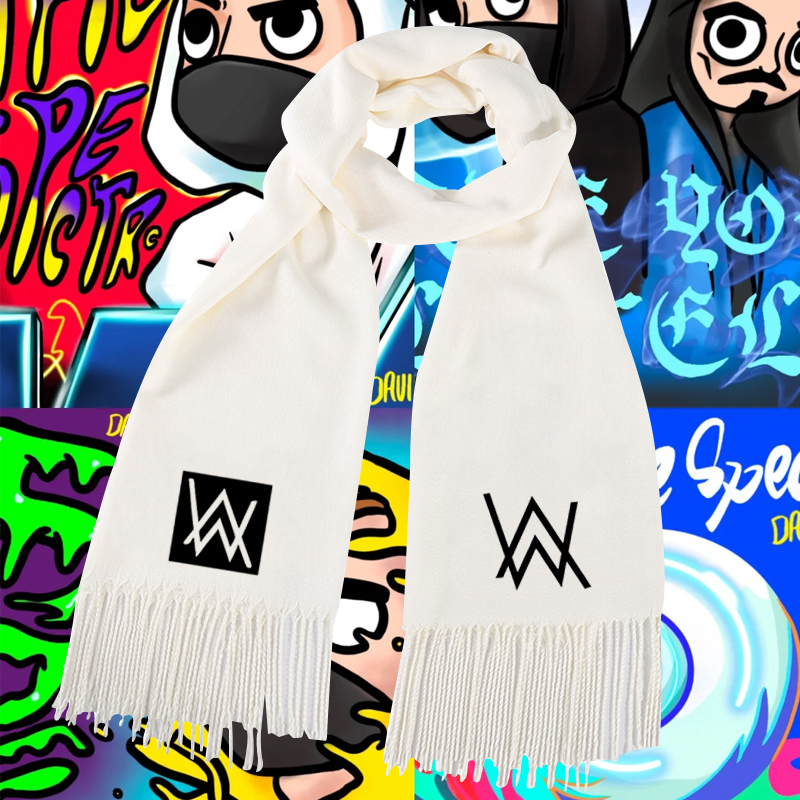 艾伦沃克alanwalker同款印花围巾男女秋冬保暖柔软围脖披肩定制潮
