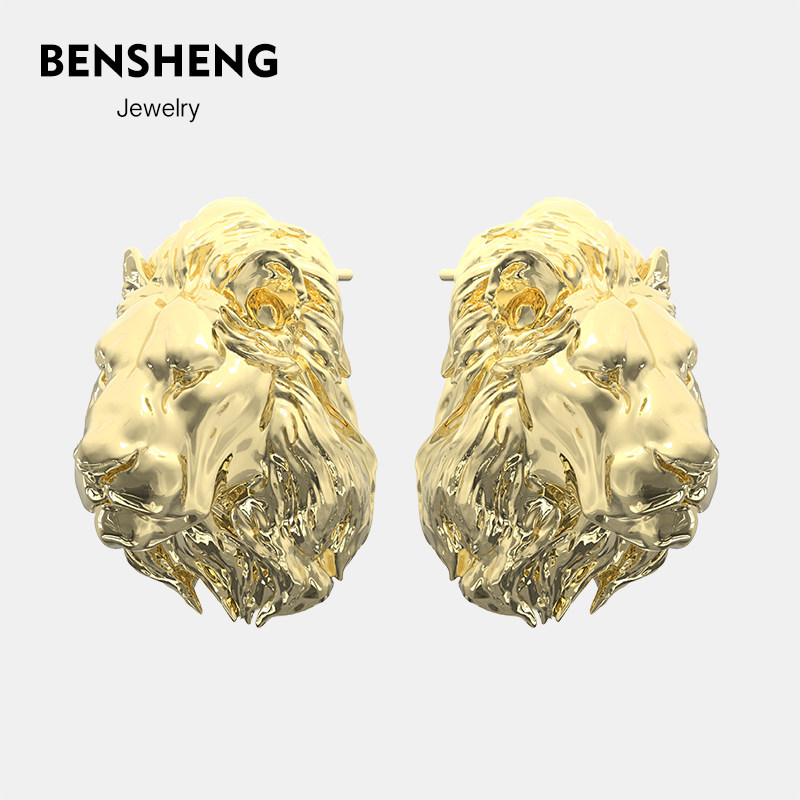 BENSHENG雄狮耳钉女原创
