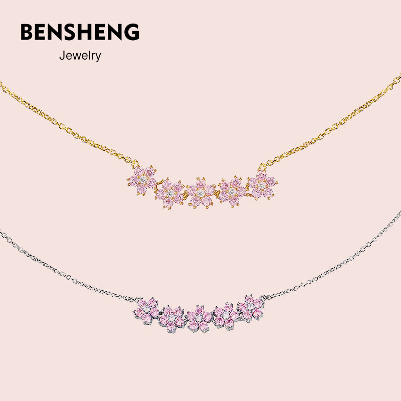 BENSHENG Silver-plated 18k cherry blossoms Necklace clavicle temperament French senior A small minority designin the Accessories/Fashion Jewelry, Necklace  category - from Buy2taobao.com to provide professional Taobao agent buy service