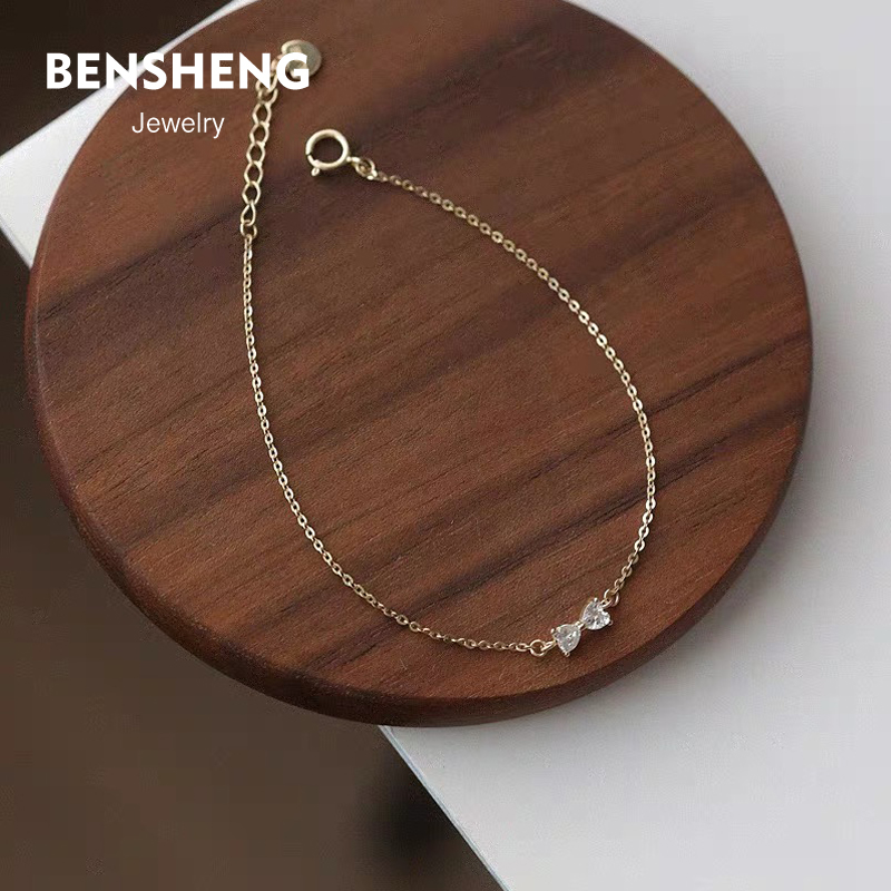BENSHENG迷你蝴蝶结925纯银手链