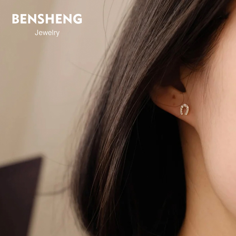 BENSHENG简约U型耳钉女