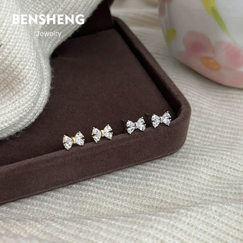 BENSHENG迷你蝴蝶结耳钉女