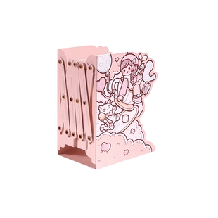 duga多加小麻薯书立架可伸缩折叠学生固定书本架桌面收纳盒神器可爱带笔筒少女心书挡书夹金属儿童书架隔板