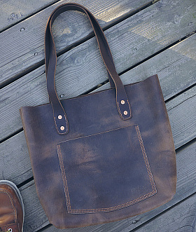 Loyal Stricklin风格阿美咔叽美式复古手工Horween牛皮Tote托特包