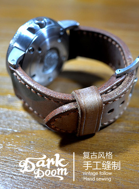 vintage美式复古阿美咔叽RRL风格手工牛皮表带