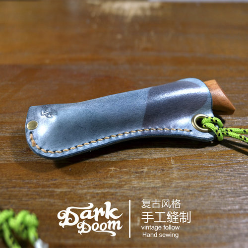 美式复古山系露营欧皮耐尔OPINEL 8号牛皮脖挂刀鞘挂坠