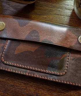 vintage复古阿美咔叽卡车司机简约迷彩皮talon拉链机车财布钱包