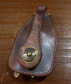 新品阿美咔叽vintage美式复古手工迷彩植鞣皮雅痞铜扣小钥匙包