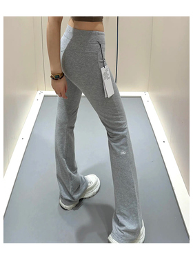 aIo 反光字母显瘦高腰提臀运动修身瑜伽裤夏季跑步休闲微喇叭裤女