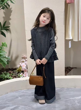 女童春季马甲三件套2026中大童女孩春款韩版套装儿童宽松休闲裤潮