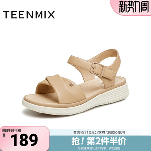 舒适平底百搭女休闲凉鞋 天美意夏季 时尚 商场同款 BI951BL4 新款