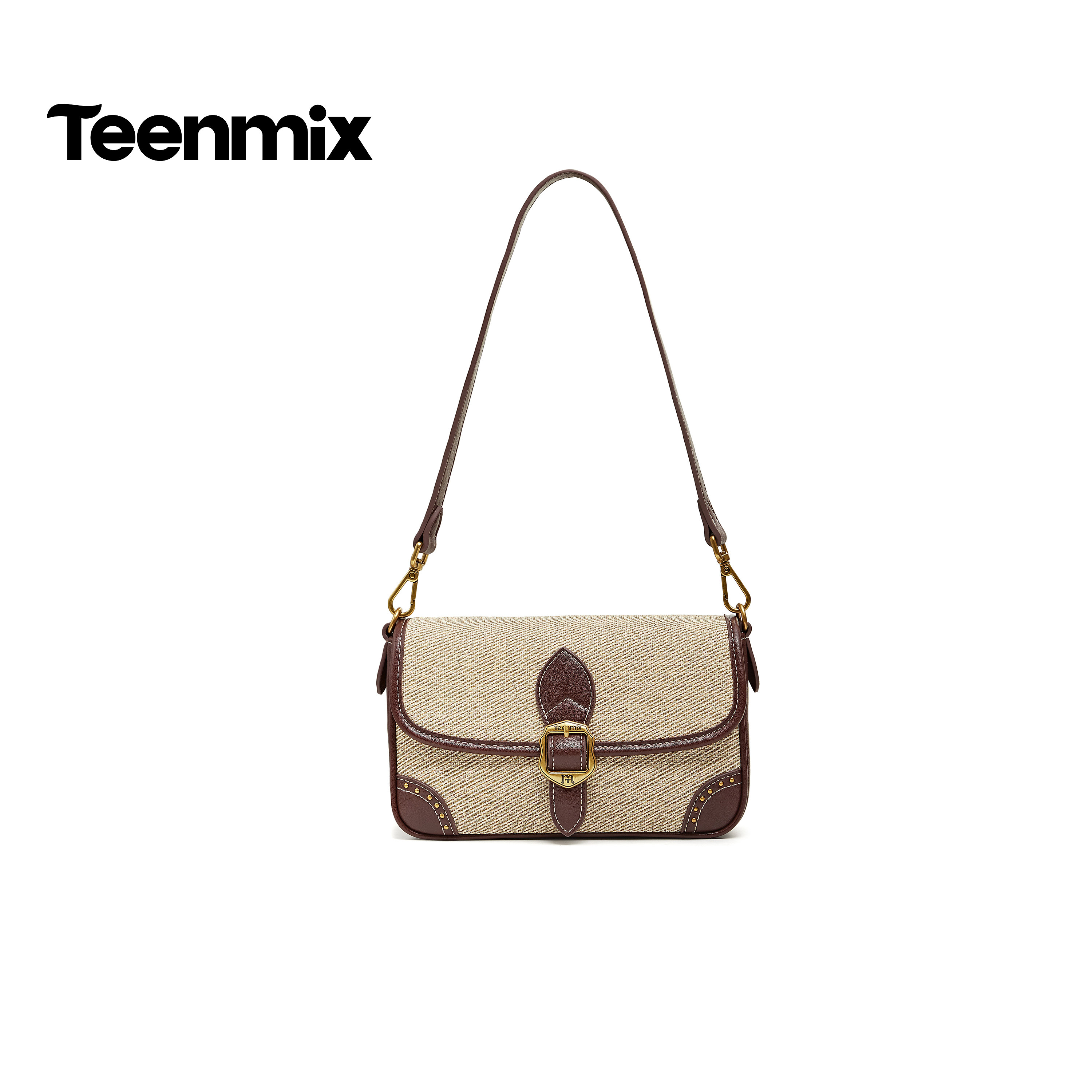 天美意2026春新款商场同款复古百搭英伦女小方包斜挎包X3239AX6