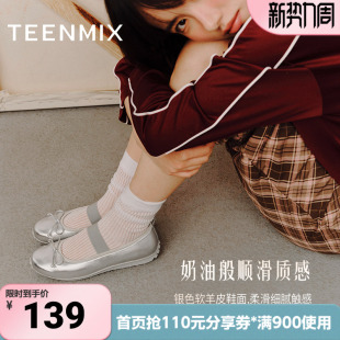 天美意芭蕾风蝴蝶结韩系百搭气质女玛丽珍鞋 KM070AQ5