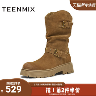 天美意2025冬新款 玩具总动员联名百搭女西部靴CQ965DS5 商场同款