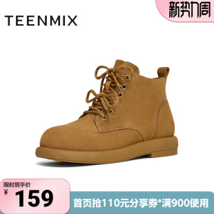 短靴女马丁靴BK351DD4 厚底户外工装 天美意冬新款 商场同款