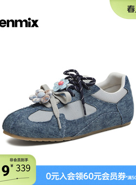 天美意2026春新款运动休闲复古小花双鞋带通勤女德训鞋KG160AM6