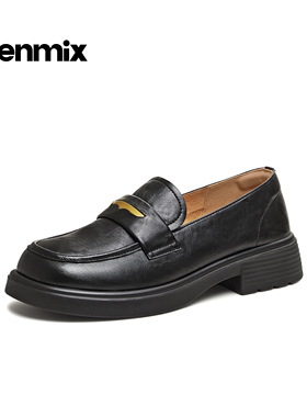 天美意2026春新款商场同款百搭英伦乐福鞋女皮单鞋BL222AA6