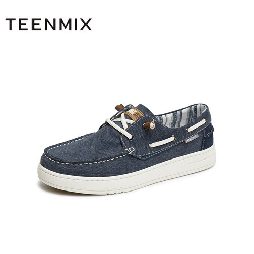 天美意夏新款商场同款舒适轻便一脚蹬懒人男布鞋C5N08BM5