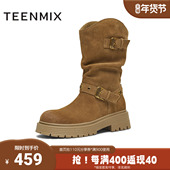 天美意2025冬新款 商场同款 玩具总动员联名百搭女西部靴CQ965DS5