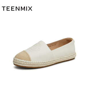 天美意春新款 KP005CA4 百搭平底日常通勤简约女渔夫鞋