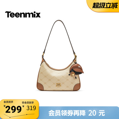 天美意2026春新款商场同款日常百搭印花腋下包女单肩包X3248AX6