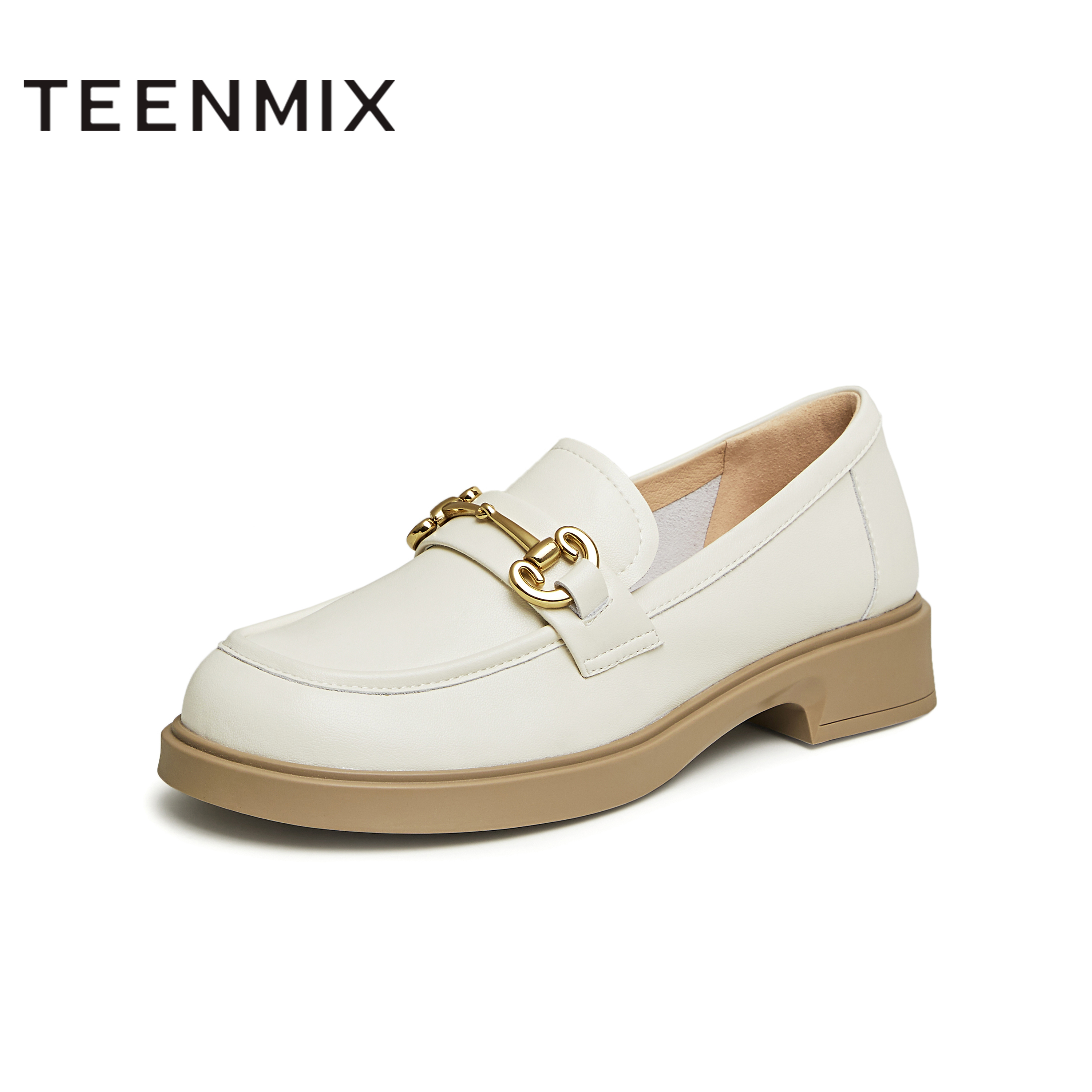 天美意2024春新款商场同款英伦简约通勤单鞋女乐福鞋COY11AA4