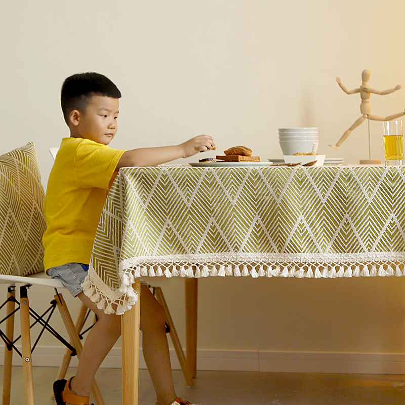 桌布防烫日式提花刺绣茶几网红