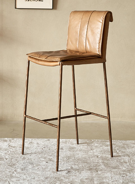 Classic Reborn北欧吧台椅真皮中古高脚凳酒吧椅子设计师岛台椅