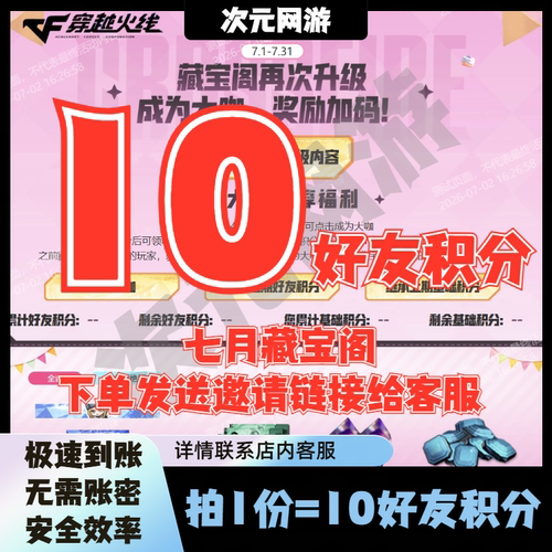 CF穿越火线8八月藏宝阁10好友积分抽奖雷神18周年维纳斯皮肤萌儿