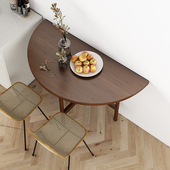 楠竹餐桌可折叠圆桌现代中式 家用小户型吃饭桌正方形折叠桌半圆桌
