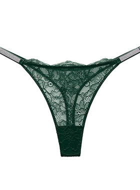 细带水钻欧美纯欲性感法式全蕾丝T裤女士比基尼内裤中低腰丁字裤