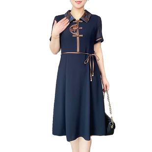 【特价】妈妈新中式连衣裙夏装中年女中长款裙子中老年人长裙
