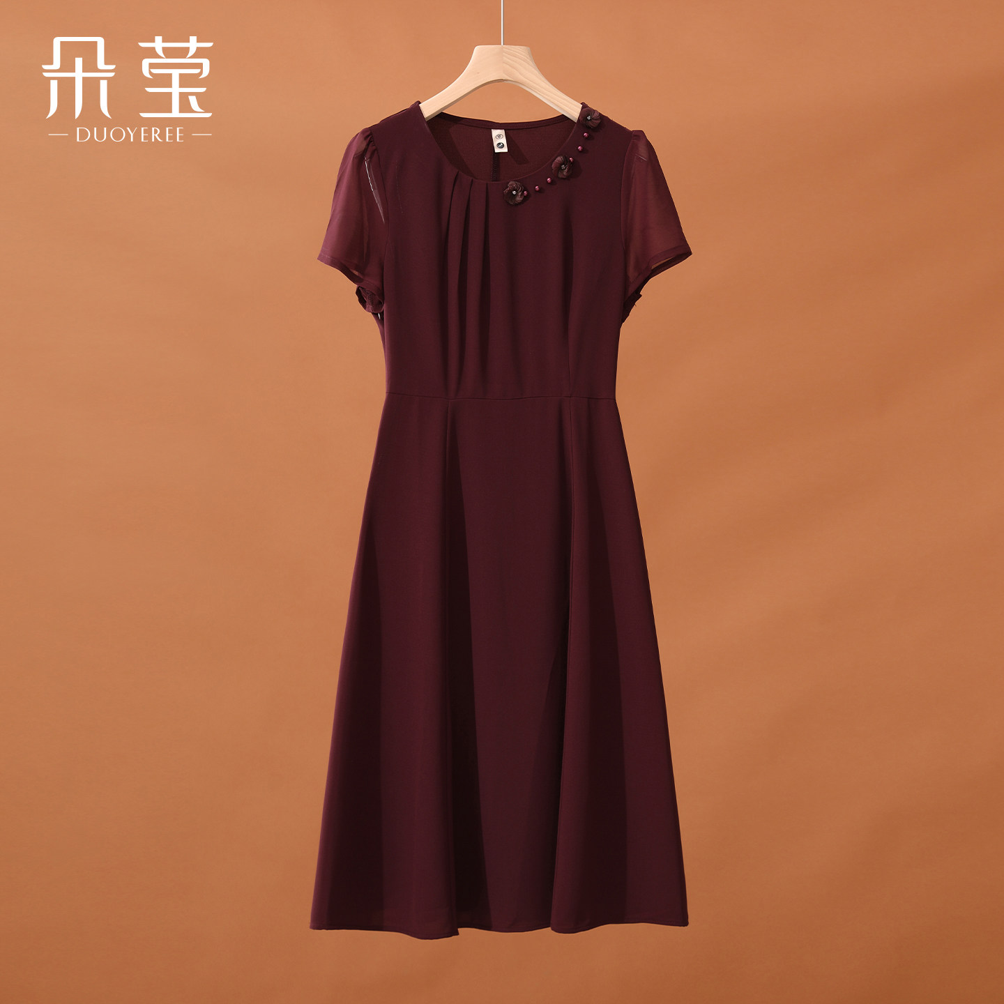 朵莹中年妈妈夏装洋气雪纺连衣裙2026新款中老年女装高档礼服裙子