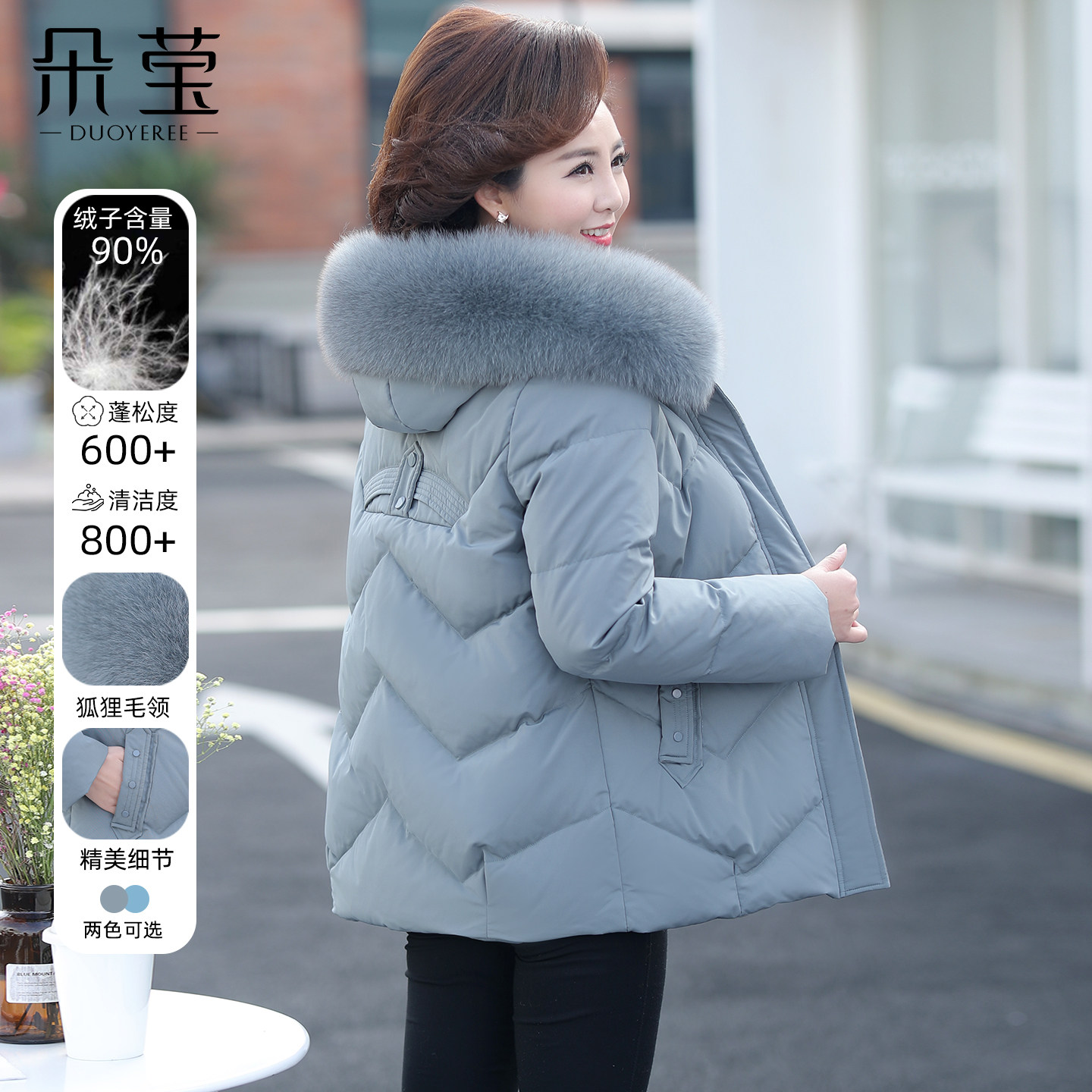 中老年妈妈冬装短款狐狸毛领羽绒服中年女装洋气90绒加厚保暖外套,女装/女士精品,中老年女装,淘宝优惠券,粉丝福利购,淘宝优惠卷