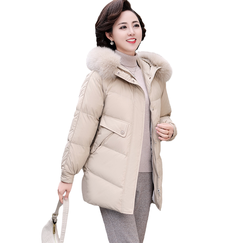 妈妈冬装中长款羽绒服女大码外套