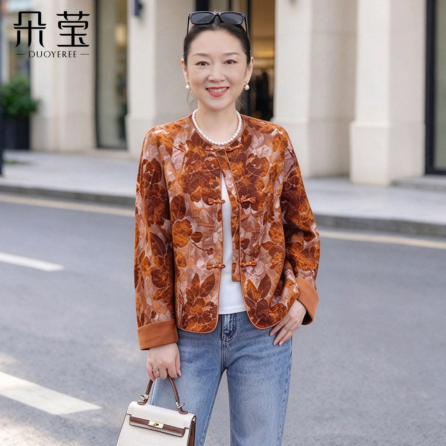 朵莹中年妈妈秋装新中式短款外套