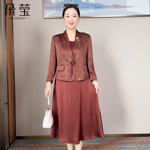朵莹妈妈春装新中式连衣裙套装裙