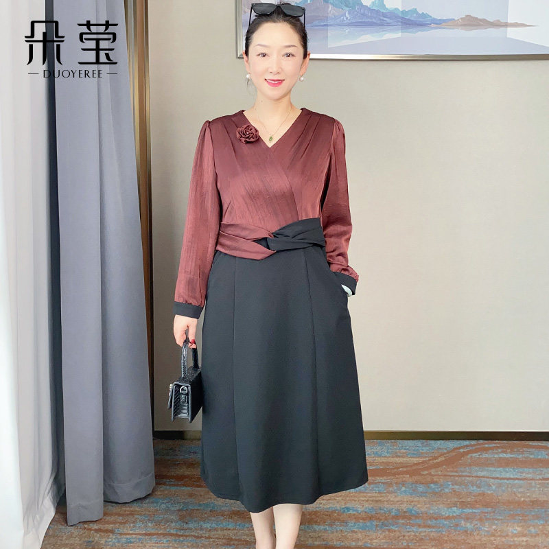 朵莹洋气妈妈装高端拼接连衣裙