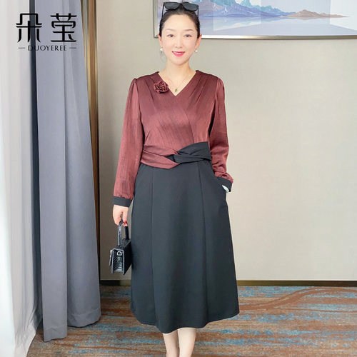 朵莹洋气妈妈装高端拼接连衣裙