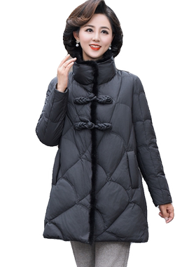 妈妈冬装洋气盘扣羽绒服时尚外套
