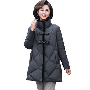中年妈妈冬装洋气质中长款羽绒服棉袄中老年人女秋冬棉服2025新款