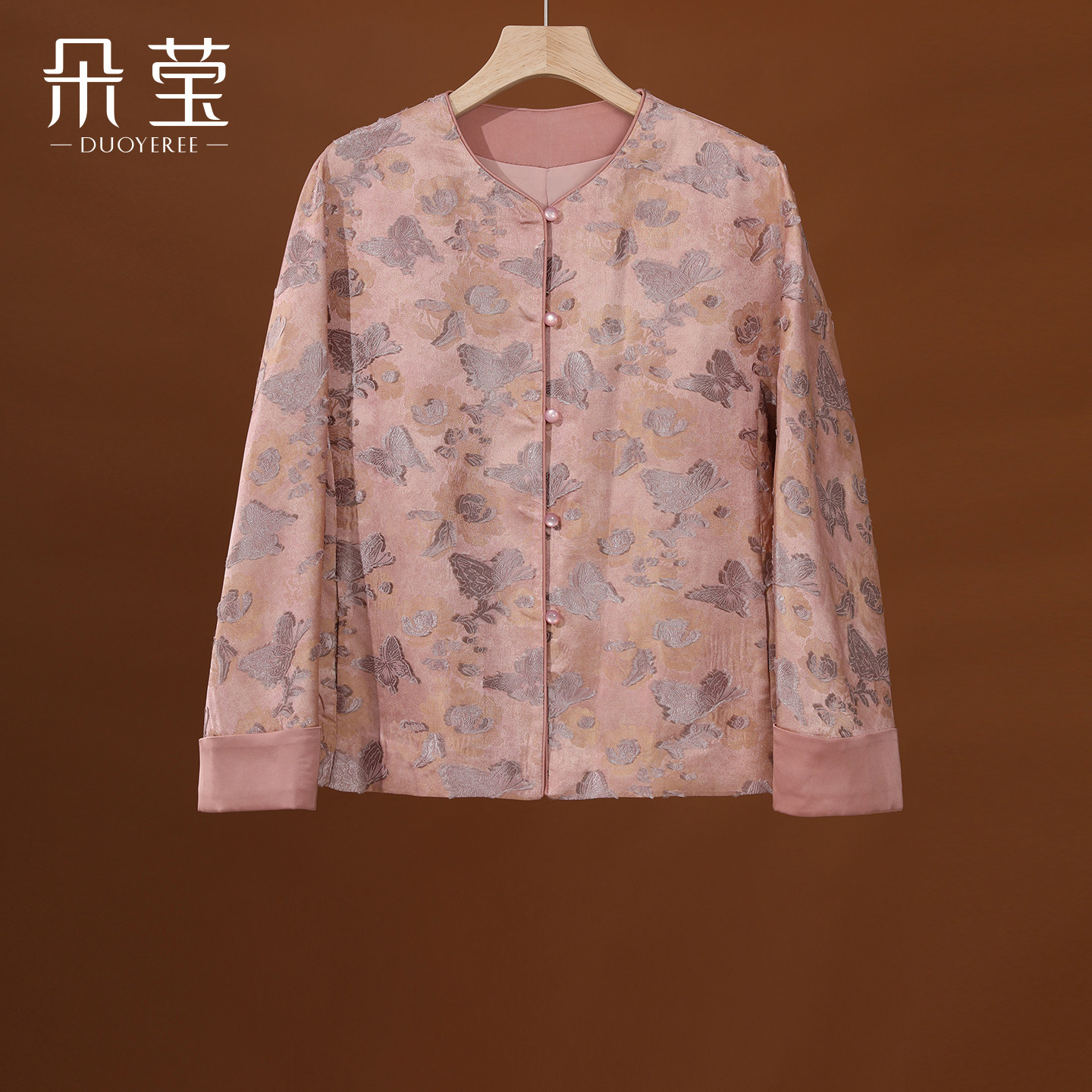 朵莹妈妈春装新中式短款外套2026新款中老年女装高贵国风提花上衣
