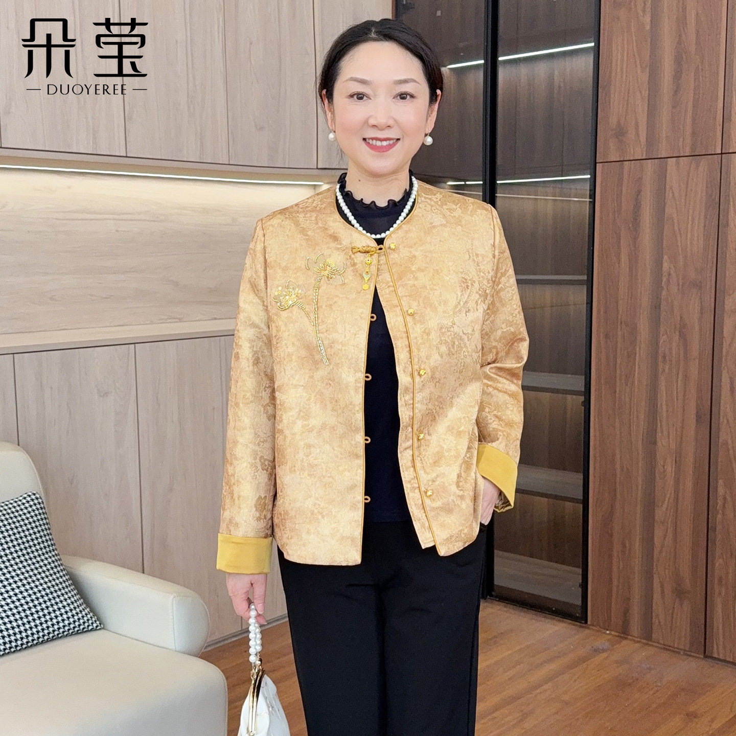 朵莹妈妈春装高贵新中式外套上衣