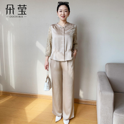 中年妈妈春夏装时尚T恤薄款套装