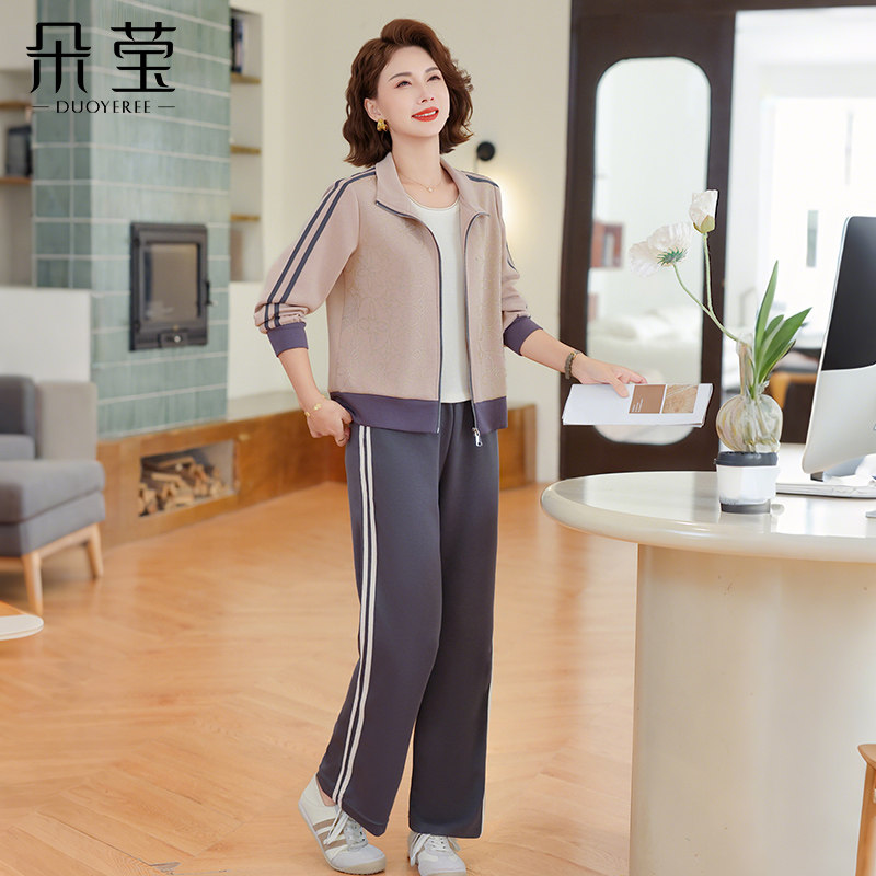 妈妈秋装高端运动服套装2026新款中年女中老年宽松休闲两件套服装