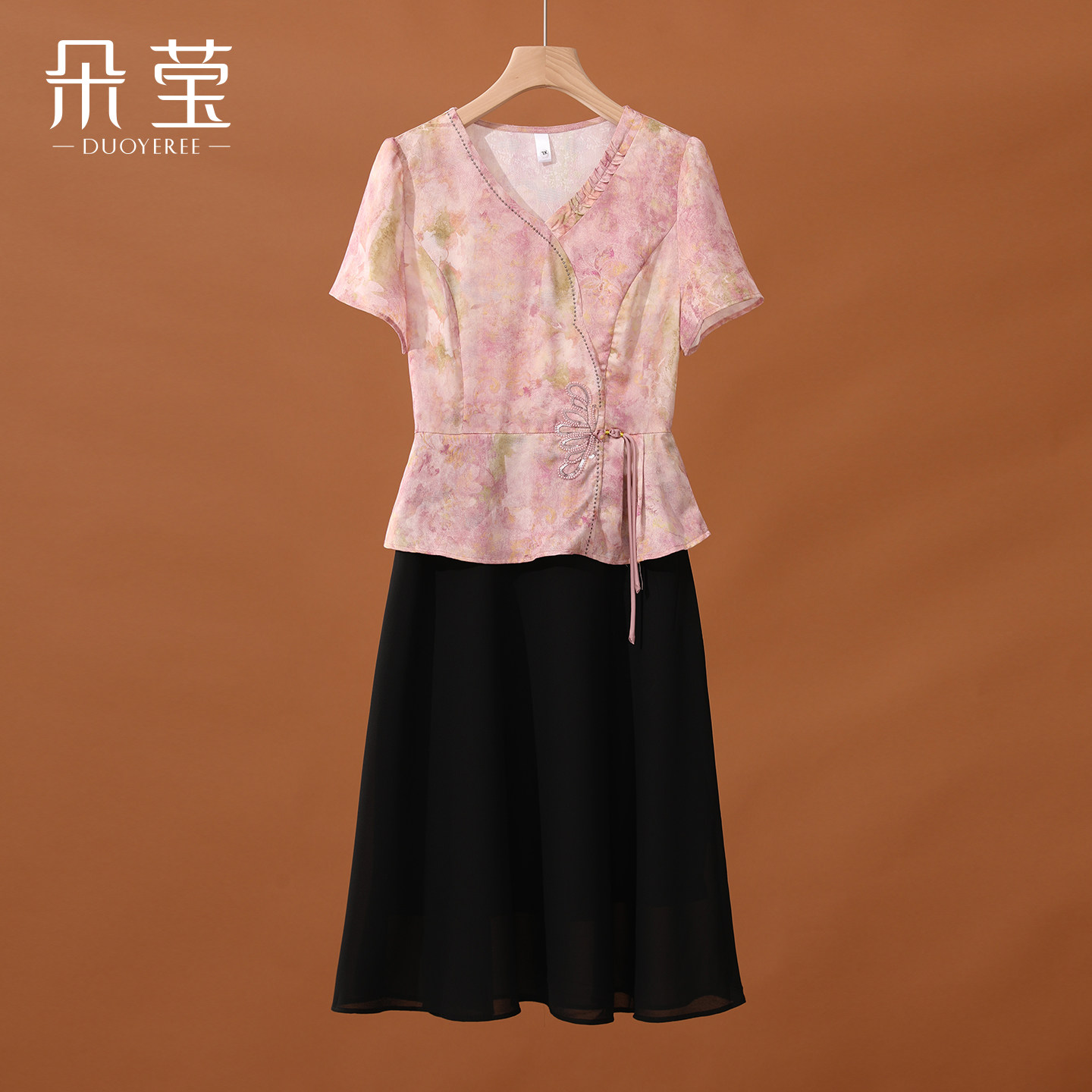 朵莹新款妈妈夏装新中式连衣裙