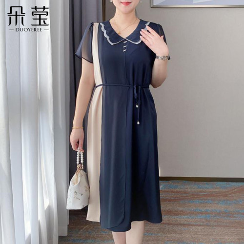 母亲节礼物妈妈夏季雪纺连衣裙