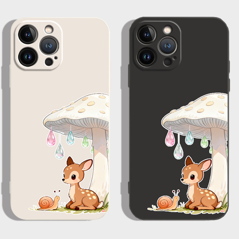 蘑菇小鹿适用iPhone17promax手机壳苹果11pro卡通12mini保护套13pro防摔14plus可爱15pm全包16e软壳17air小众