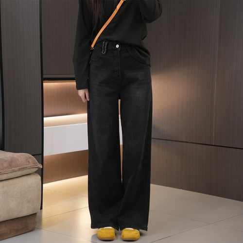 冬季必入加绒保暖高腰显瘦直筒裤